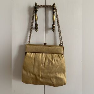Vtg Gold Lame Evening Bag